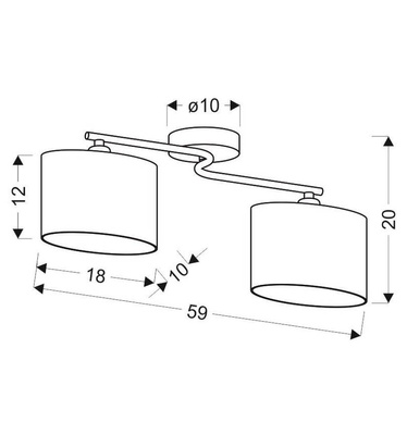 Chrom-Deckenleuchte 2x40W Stoffschirm Ban Candellux 32-70777