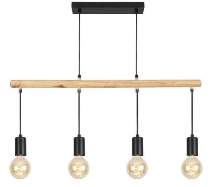 Lampa suspendata neagra + lemn 4x60W Izzy 34-77929
