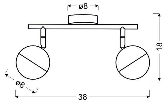 Wandlampenleiste 2X3W LED runder Kopf PARTY 92-67760