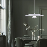 Pendant lamp LUND 48 cm minimalistic white plate shade Scandinavian lamp for dining room and living room LED