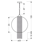Lampa suspendata rosu 1xE27 50cm ALLANI 31-26699 CU CRISTALE