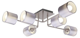 Deckenleuchte aus satiniertem Nickel mit gewebtem Lampenschirm 6x40W Sax Candellux 36-70708