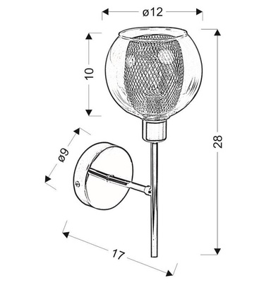 Lampa scienna kinkiet candellux ozzo 21-72184 chrom klosz bezbarwny