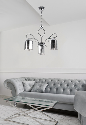 Chrome chandelier + silver hanging lamp 3xE27 Italo 33-00699