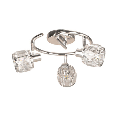 Dubai lampa sufitowa spirala chromowy 3x40W E14 klosz chromowy kryszt transp