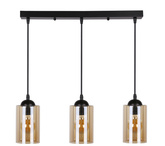 Hanging lamp black / brown strip 3xE27 Bistro 33-00545