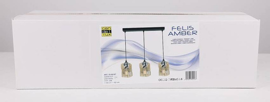 Hängelampe schwarz/bernsteinfarbener Streifen 3xE27 Felis 33-00187