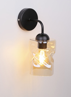 Wall lamp black with amber glass shade Felis 21-00163