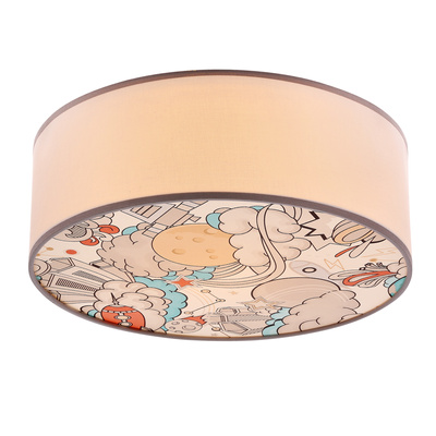 KIDDY lampa sufitowa 38 cm biały 2x40W E27 abażur biały z szarą oblamówką