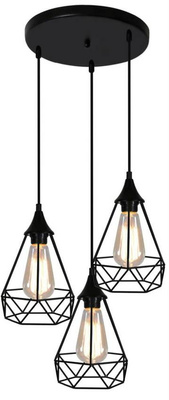 Plafonnier suspendu plaque de fil noir 3x60W Graf Candellux 33-62918