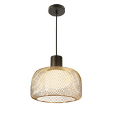 Lampa wisząca Sopra 32 czarno złota z kloszem drucianym nad stół