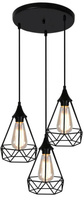 Hanging ceiling lamp black wire plate 3x60W Graf Candellux 33-62918