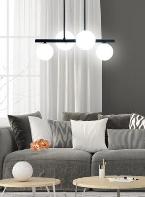 Plafonnier suspendu noir et blanc 4x28W Kama 34-01214