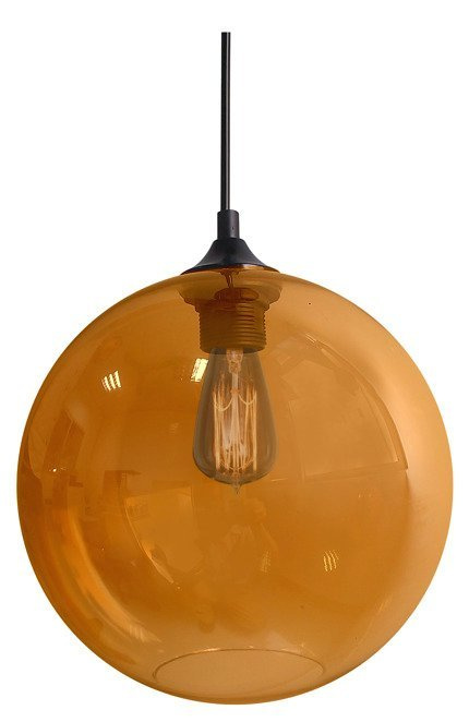 Lampa wisząca szklana kula bursztynowa + żarówka Edison 31-21397