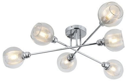 Lampa sufitowa chromowa szklany klosz z koszyczkiem 6x40W Dixi Candellux 36-61362