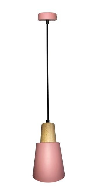 Lampa wisząca różowa metalowa + drewno Faro Ledea 50101259