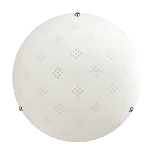 Fanusa Lampa Sufitowa Plafon 30  Chromowy 1X60W E27 Klosz Biały Z Wzorem