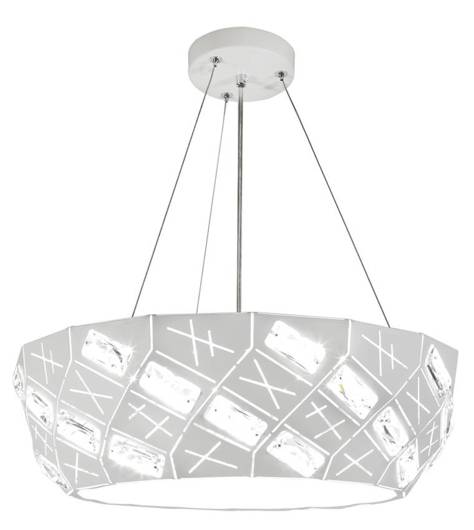 Lampa wisząca biała okrągła kryształki 4xG9 Glance 31-59154