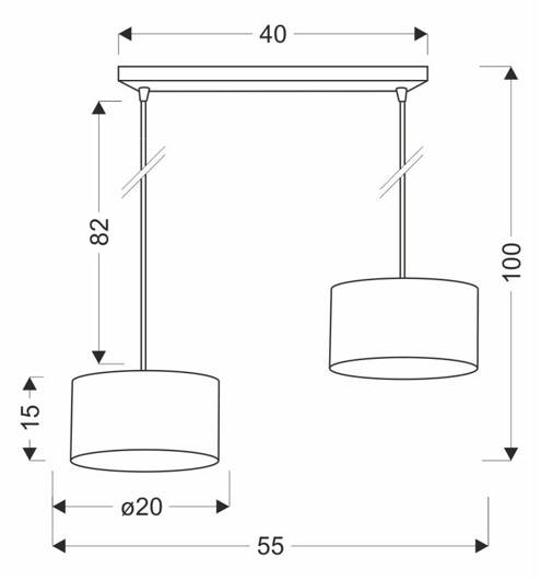 PANDY lampa wisząca czarny 2x40W E27 abażur czarny+złoty