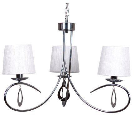 Lampă suspendată crom / abajur țesut alb 3x40W Arnika Candellux 33-21663