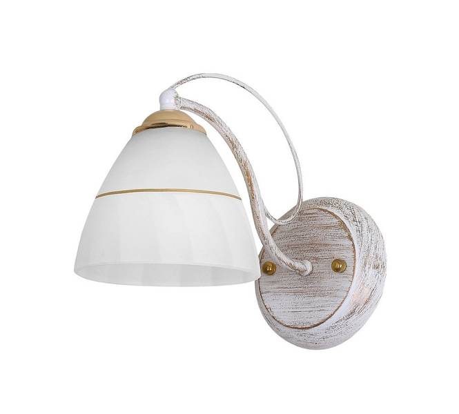 Aplica de perete abajur din sticla rustica alb si auriu 60W E27 Fanetta Candellux 21-77042