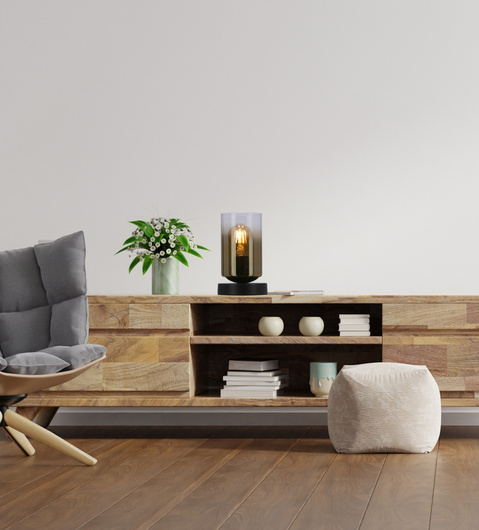 Lampa de masa Aspra neagra cu abajur chihlimbar 41-17116