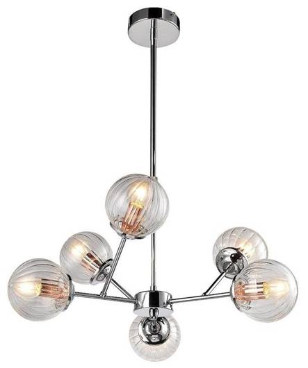 Lampă suspendată abajururi din sticlă cromată 6x40W Best Candellux 36-67272