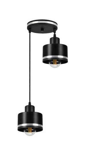 Lampa suspendata neagra/placa croma 2xE27 Wama 32-00477