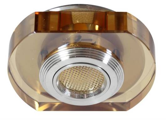 Plafoniera Candellux Ss-34 Al/Am 3W Led Cob 230V Cadru de plafon. Sticlă solidă de chihlimbar rotunjită