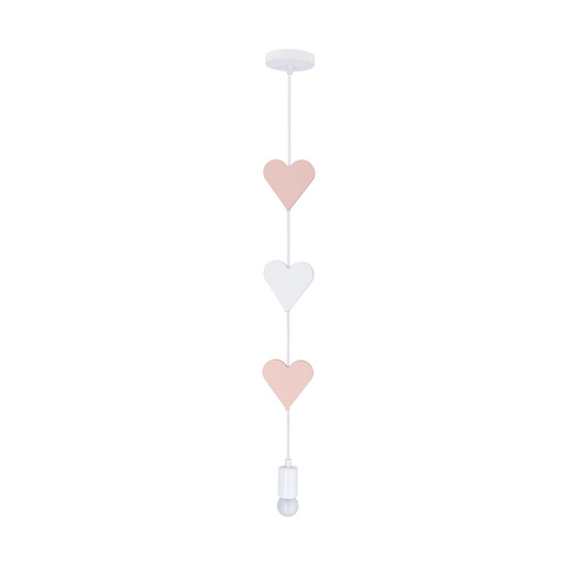 lampa suspendata hearts 20w E27 iq copii roz+alb